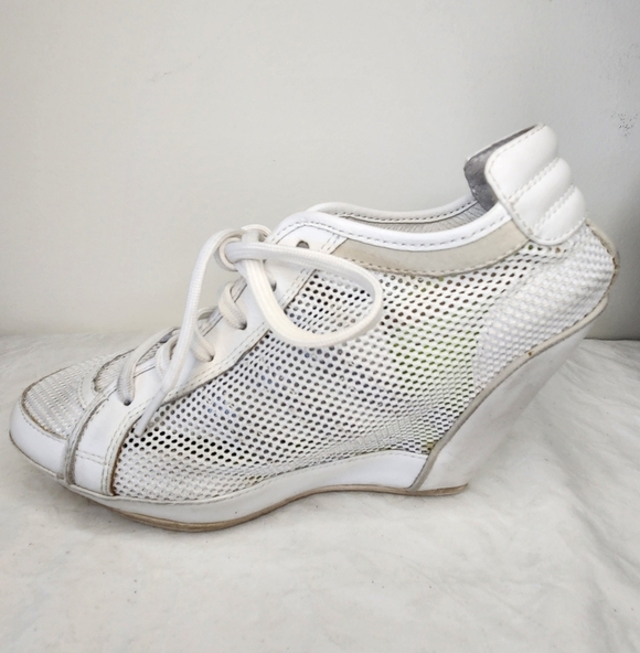 Adidas White Mesh Wedge Sneakers - Picture 5 of 13